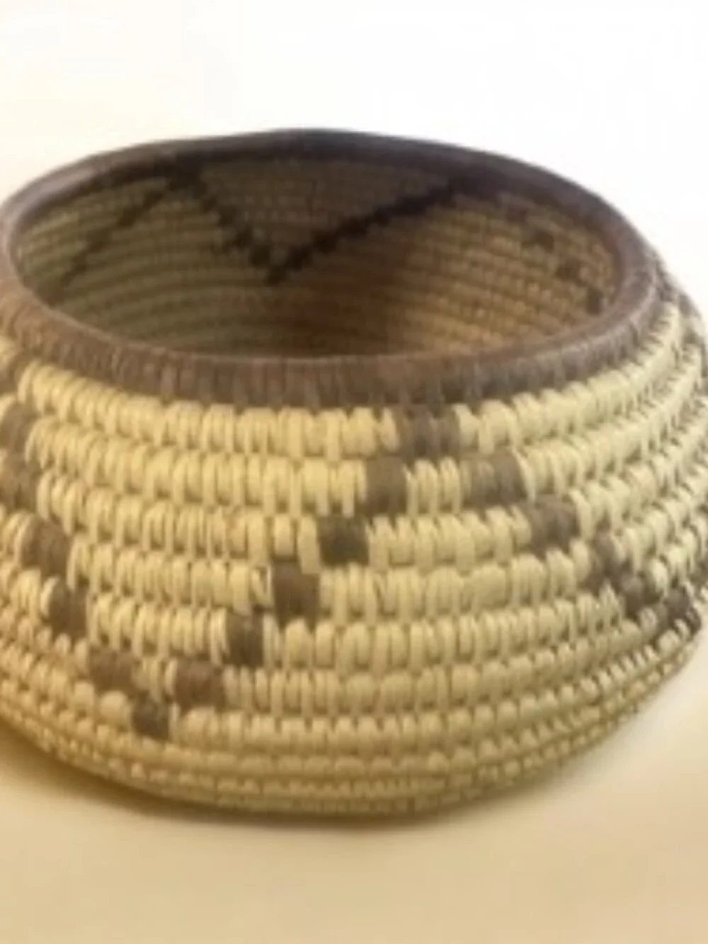 Vintage Southwestern Handwoven Coiled Olla Basket 6.5